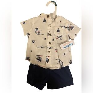 Carter's Cream Nautical Print Kids Shirt